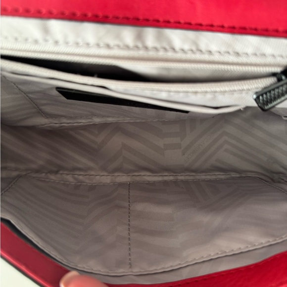 Rebecca Minkoff Leather Chevron Quilted Crossbody Flap Boy Bag Red Silver - Picture 9 of 12